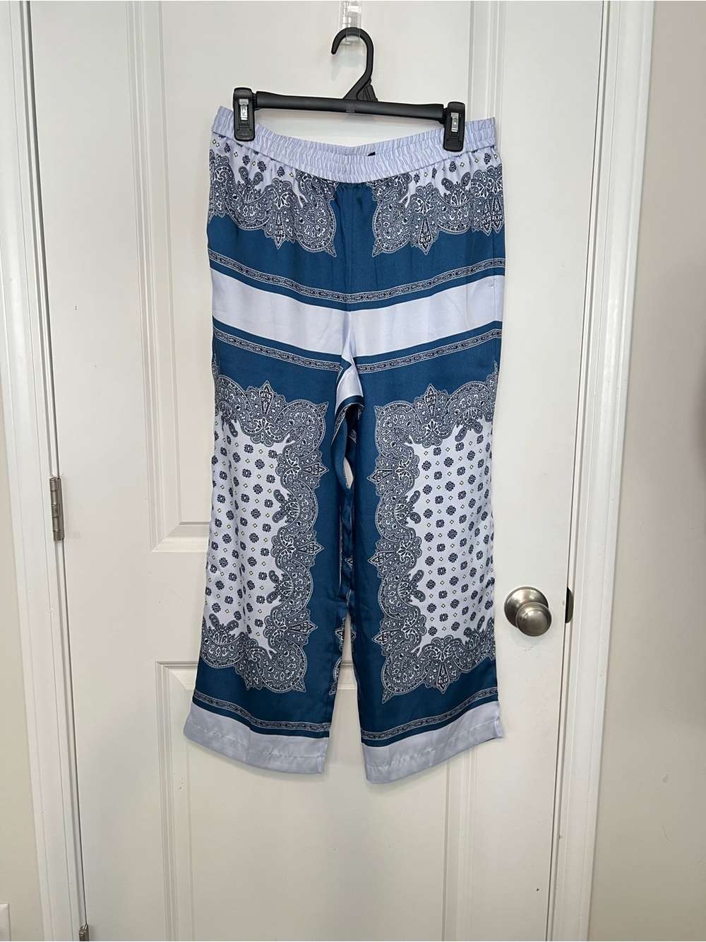 J. Crew Collection Straight Leg Drapey Essential Pant Sz 8P Blue Paisley NWT